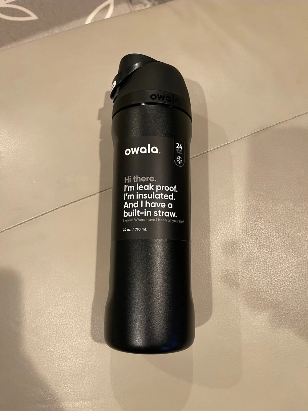 owala Black Insulated Leak-Proof Water Bottle with Built-In Straw